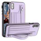 For iPhone XS Max Shockproof Leather Phone Case with Wrist Strap(Purple) - 1