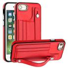 For iPhone SE 2022/SE 2020/6/7/8 Shockproof Leather Phone Case with Wrist Strap(Red) - 1