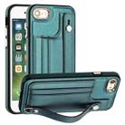 For iPhone SE 2022/SE 2020/6/7/8 Shockproof Leather Phone Case with Wrist Strap(Green) - 1