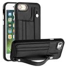 For iPhone SE 2022/SE 2020/6/7/8 Shockproof Leather Phone Case with Wrist Strap(Black) - 1