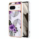 For Google Pixel 8 Electroplating IMD TPU Phone Case(Purple Flower) - 1