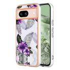 For Google Pixel 8a Electroplating IMD TPU Phone Case(Purple Flower) - 1