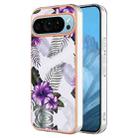 For Google Pixel 9 Electroplating IMD TPU Phone Case(Purple Flower) - 1