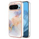 For Google Pixel 9 Electroplating IMD TPU Phone Case(White Marble) - 1