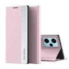 For Xiaomi Poco F5 Side Side Electroplated Magnetic Leather Phone Case(Pink) - 1