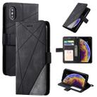 For iPhone X / XS Skin Feel Splicing Horizontal Flip Leather Case with Holder & Card Slots & Wallet & Photo Frame(Black) - 1