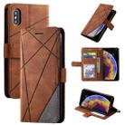 For iPhone X / XS Skin Feel Splicing Horizontal Flip Leather Case with Holder & Card Slots & Wallet & Photo Frame(Brown) - 1