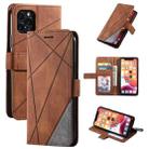 For iPhone 11 Skin Feel Splicing Horizontal Flip Leather Case with Holder & Card Slots & Wallet & Photo Frame(Brown) - 1