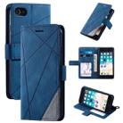 For iPhone SE 2022 / SE 2020 / 8 / 7 Skin Feel Splicing Horizontal Flip Leather Case with Holder & Card Slots & Wallet & Photo Frame(Blue) - 1