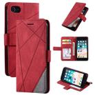For iPhone SE 2022 / SE 2020 / 8 / 7 Skin Feel Splicing Horizontal Flip Leather Case with Holder & Card Slots & Wallet & Photo Frame(Red) - 1