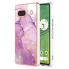 For Google Pixel 7a Electroplating Marble Dual-side IMD Phone Case(Purple 001) - 1