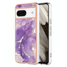 For Google Pixel 8 Electroplating Marble Dual-side IMD Phone Case(Purple 002) - 1