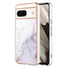 For Google Pixel 8 Electroplating Marble Dual-side IMD Phone Case(White 006) - 1