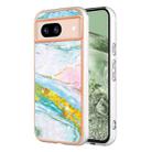 For Google Pixel 8a Electroplating Marble Dual-side IMD Phone Case(Green 004) - 1