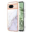 For Google Pixel 8a Electroplating Marble Dual-side IMD Phone Case(White 006) - 1