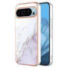 For Google Pixel 9 Electroplating Marble Dual-side IMD Phone Case(White 006) - 1