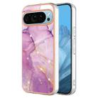 For Google Pixel 9 Pro Electroplating Marble Dual-side IMD Phone Case(Purple 001) - 1