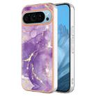 For Google Pixel 9 Pro Electroplating Marble Dual-side IMD Phone Case(Purple 002) - 1
