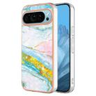 For Google Pixel 9 Pro Electroplating Marble Dual-side IMD Phone Case(Green 004) - 1