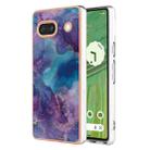 For Google Pixel 7a Electroplating Marble Dual-side IMD Phone Case(Purple 016) - 1