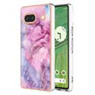 For Google Pixel 7a Electroplating Marble Dual-side IMD Phone Case(Pink 013) - 1