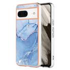 For Google Pixel 8 Electroplating Marble Dual-side IMD Phone Case(Blue 018) - 1