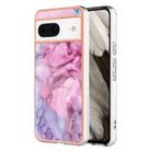 For Google Pixel 8 Electroplating Marble Dual-side IMD Phone Case(Pink 013) - 1