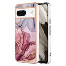 For Google Pixel 8 Electroplating Marble Dual-side IMD Phone Case(Rose Red 014) - 1