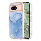For Google Pixel 8a Electroplating Marble Dual-side IMD Phone Case(Blue 018) - 1