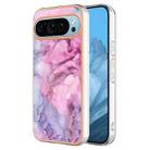 For Google Pixel 9 Pro Electroplating Marble Dual-side IMD Phone Case(Pink 013) - 1