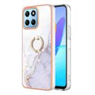 For Honor X8 5G / X6 4G Electroplating Marble IMD TPU Phone Case with Ring Holder(White 006) - 1