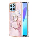 For Honor X8 5G / X6 4G Electroplating Marble IMD TPU Phone Case with Ring Holder(Rose Gold 005) - 1