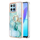 For Honor X8 5G / X6 4G Electroplating Marble IMD TPU Phone Case with Ring Holder(Green 003) - 1