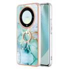 For Honor X9a / Magic5 Lite Electroplating Marble IMD TPU Phone Case with Ring Holder(Green 003) - 1