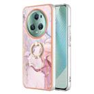 For Honor Magic5 Pro Electroplating Marble IMD TPU Phone Case with Ring Holder(Rose Gold 005) - 1