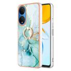 For Honor X7 Electroplating Marble IMD TPU Phone Case with Ring Holder(Green 003) - 1