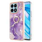 For Honor X8a Electroplating Marble IMD TPU Phone Case with Ring Holder(Purple 002) - 1