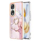 For Honor 90 5G Electroplating Marble IMD TPU Phone Case with Ring Holder(Rose Gold 005) - 1