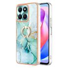 For Honor X6a Electroplating Marble IMD TPU Phone Case with Ring Holder(Green 003) - 1