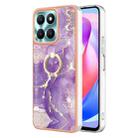 For Honor X6a Electroplating Marble IMD TPU Phone Case with Ring Holder(Purple 002) - 1