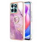 For Honor X6a Electroplating Marble IMD TPU Phone Case with Ring Holder(Purple 001) - 1