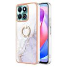 For Honor X6b Electroplating Marble IMD TPU Phone Case with Ring Holder(White 006) - 1