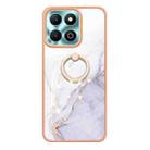 For Honor X6b Electroplating Marble IMD TPU Phone Case with Ring Holder(White 006) - 2