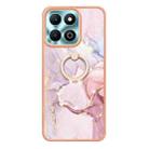 For Honor X6b Electroplating Marble IMD TPU Phone Case with Ring Holder(Rose Gold 005) - 2