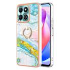 For Honor X6b Electroplating Marble IMD TPU Phone Case with Ring Holder(Green 004) - 1