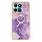 For Honor X6b Electroplating Marble IMD TPU Phone Case with Ring Holder(Purple 002) - 2