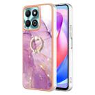 For Honor X6b Electroplating Marble IMD TPU Phone Case with Ring Holder(Purple 001) - 1