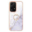 For Honor 200 Lite Global Electroplating Marble IMD TPU Phone Case with Ring Holder(White 006) - 2