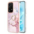 For Honor 200 Lite Global Electroplating Marble IMD TPU Phone Case with Ring Holder(Rose Gold 005) - 1