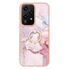 For Honor 200 Lite Global Electroplating Marble IMD TPU Phone Case with Ring Holder(Rose Gold 005) - 2